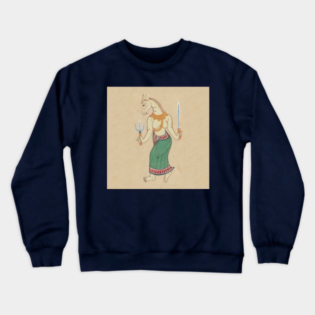 Hayagriva Horse Headed God Crewneck Sweatshirt by pocketlama